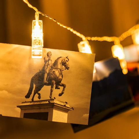 LED Photo Clip String Lights with Battery Power and Flash Setting