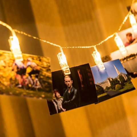 LED Photo Clip String Lights with Battery Power and Flash Setting