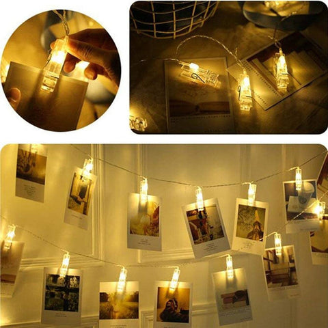 LED Photo Clip String Lights with Battery Power and Flash Setting