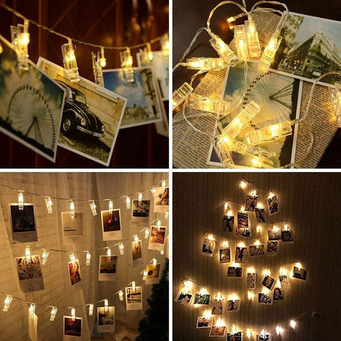 LED Photo Clip String Lights with Battery Power and Flash Setting
