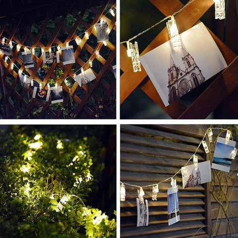 LED Photo Clip String Lights with Battery Power and Flash Setting