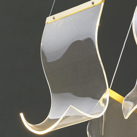 Sculptural LED Chandelier with Acrylic Panels for Living and Dining Rooms