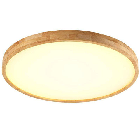 Ultra-Thin Round LED Ceiling Light with Wood Accent
