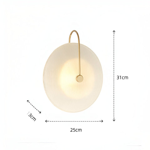 Wall Light with Ribbed Glass Disc and Loop Detail