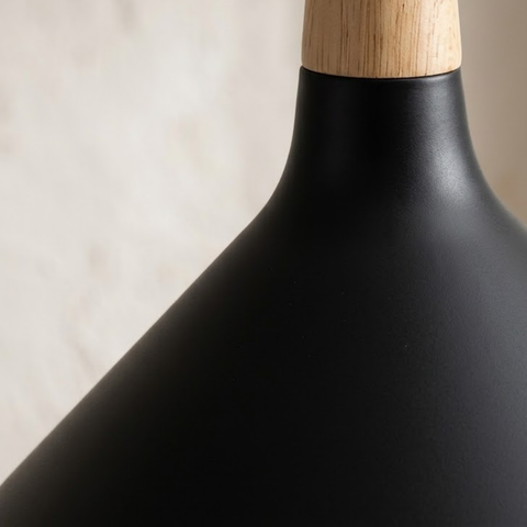 Wood-Accent Aluminum Pendant Light with Three Sizes for Indoor Use