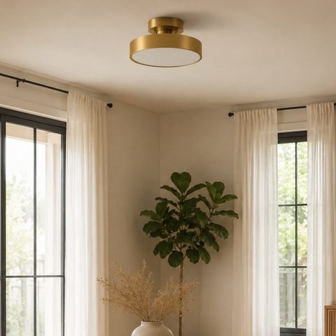 Iron LED Flush-Mount Ceiling Light with Three Light Settings