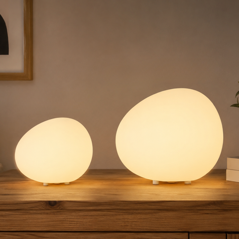 Table Lamp with Smooth Pebble Shape and Three Light Colors