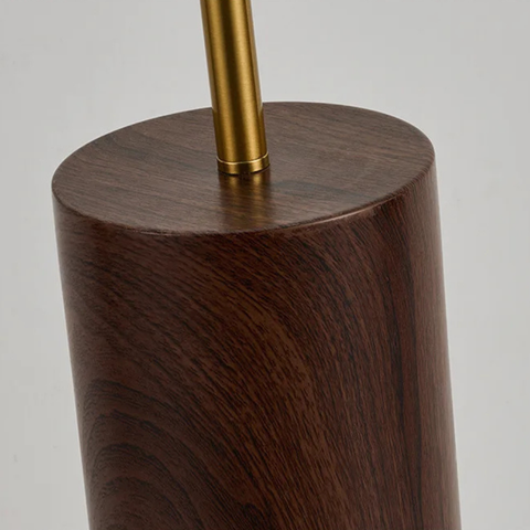 Floor Lamp with Pleated Cylinder Shade and Wood Column Base