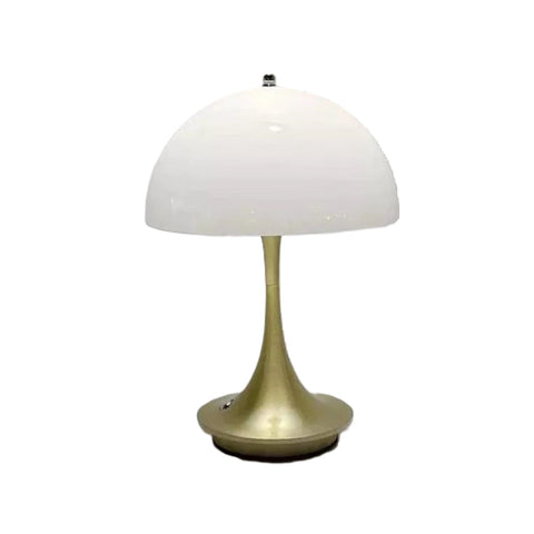 Wireless Rechargeable LED Table Lamp with Dimmable Light and Compact Dome Shade