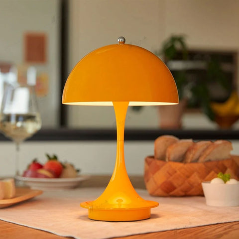 Wireless Rechargeable LED Table Lamp with Dimmable Light and Compact Dome Shade