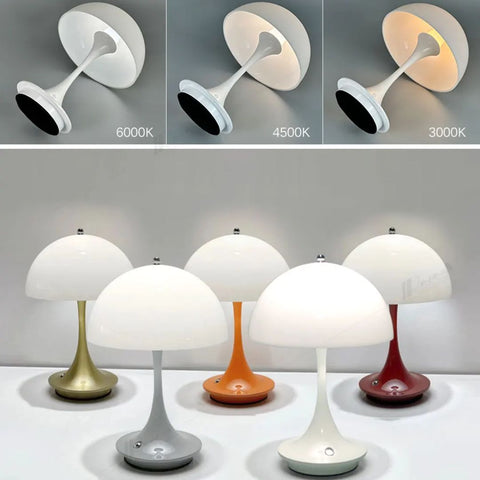 Wireless Rechargeable LED Table Lamp with Dimmable Light and Compact Dome Shade