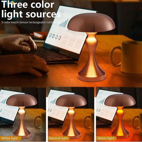 Modern Rechargeable Metal Table Lamp with Touch Control for Bedroom and Desk
