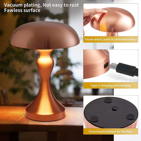 Modern Rechargeable Metal Table Lamp with Touch Control for Bedroom and Desk