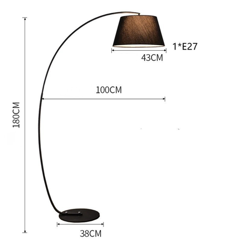 Arc Floor Lamp with Fabric Shade and Curved Metal Stem