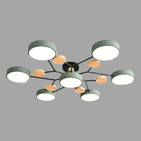 Scandinavian Multi-Light LED Ceiling Light with Wooden Accents for Living Room