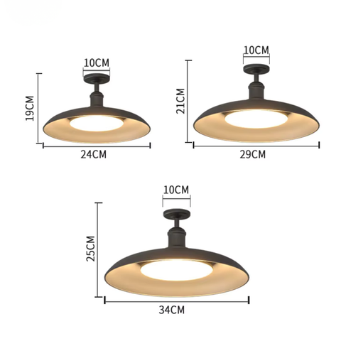 Ceiling Light with Semi-Flush Metal Dome for Outdoor Porches