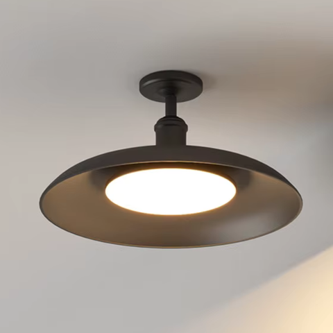 Ceiling Light with Semi-Flush Metal Dome for Outdoor Porches