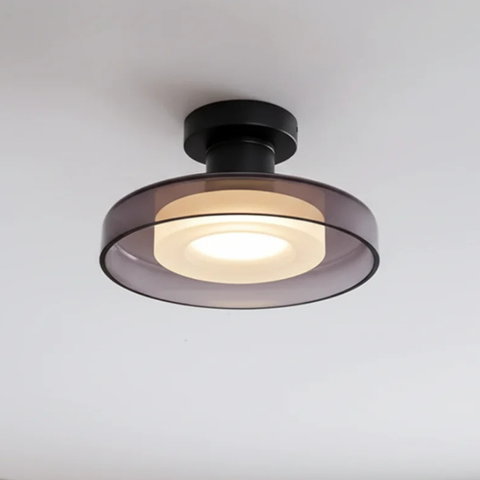Ceiling Light with Rounded Glass Ring and Warm LED Lighting