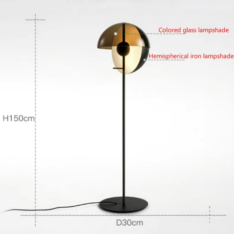 Floor Lamp with Glass Globe and Sculptural Metal Details