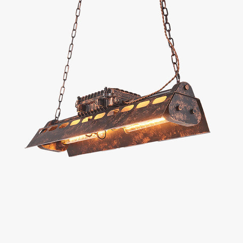 Industrial Steampunk Linear Chandelier for Kitchens, Bars, and Cafes