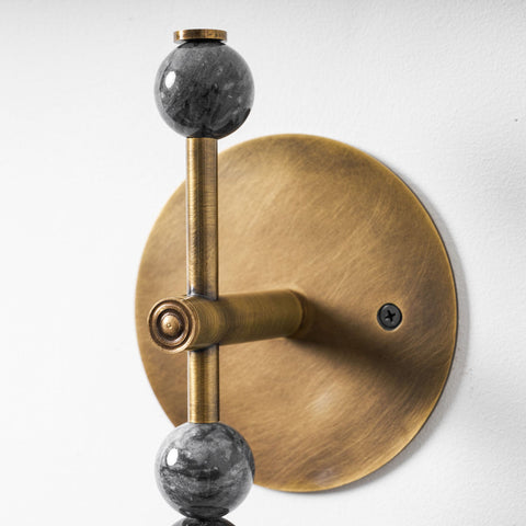 Toam Wall Lamp with Marble Beads and Antique Brass Frame