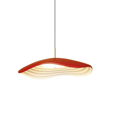 Pendant Light with Sculpted Wave Shade and Integrated LED