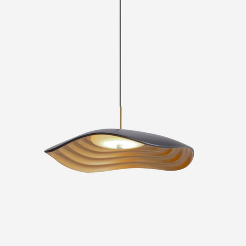 Pendant Light with Sculpted Wave Shade and Integrated LED