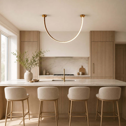 Curved Linear LED Chandelier with Dining Room Lighting