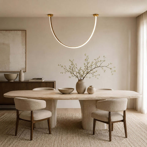 Curved Linear LED Chandelier with Dining Room Lighting