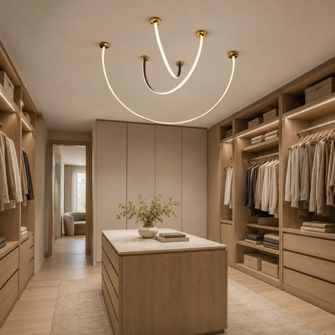 Curved Linear LED Chandelier with Dining Room Lighting