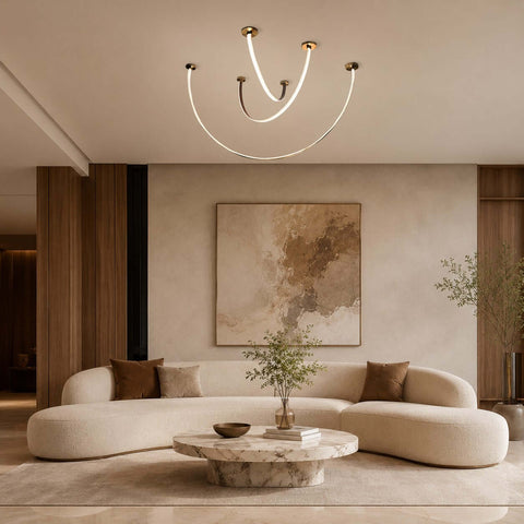 Curved Linear LED Chandelier with Dining Room Lighting
