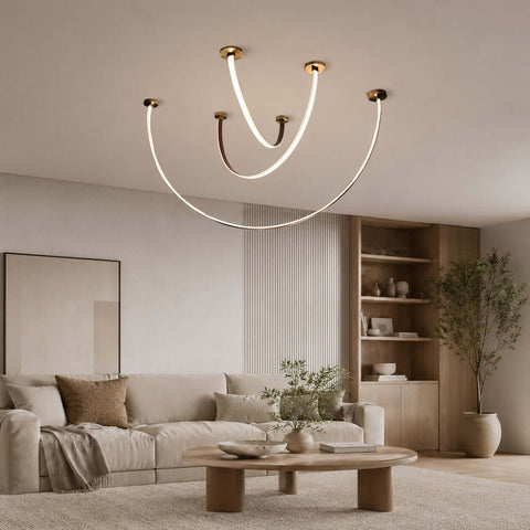 Curved Linear LED Chandelier with Dining Room Lighting