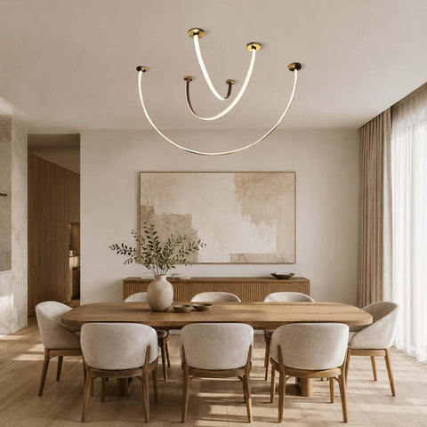 Curved Linear LED Chandelier with Dining Room Lighting