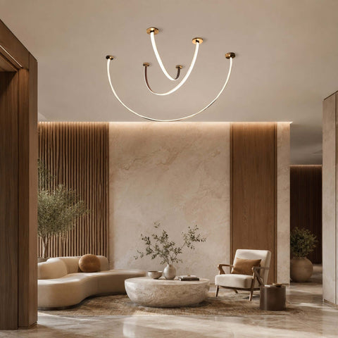 Curved Linear LED Chandelier with Dining Room Lighting