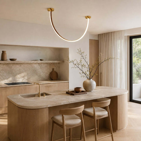 Curved Linear LED Chandelier with Dining Room Lighting