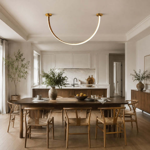 Curved Linear LED Chandelier with Dining Room Lighting