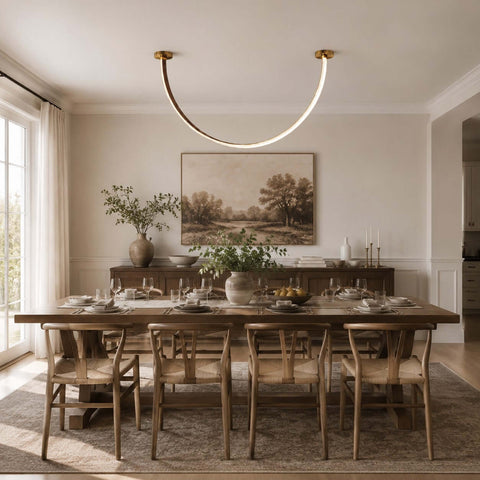 Curved Linear LED Chandelier with Dining Room Lighting