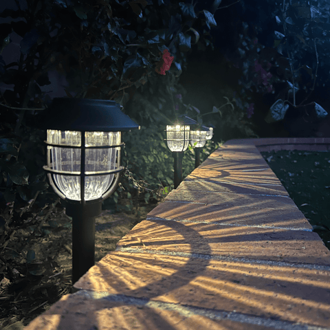Solar LED Path Light with Iron Cage and Ground Stake for Gardens
