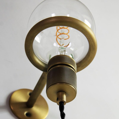 Plug-In Wall Sconce with Hanging Bulb Socket and Industrial Ring