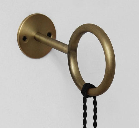 Plug-In Wall Sconce with Hanging Bulb Socket and Industrial Ring