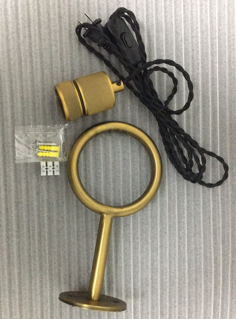 Plug-In Wall Sconce with Hanging Bulb Socket and Industrial Ring