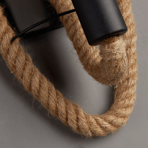 Hemp Rope Wall Sconce with Exposed Bulb and Rustic Wall Accent