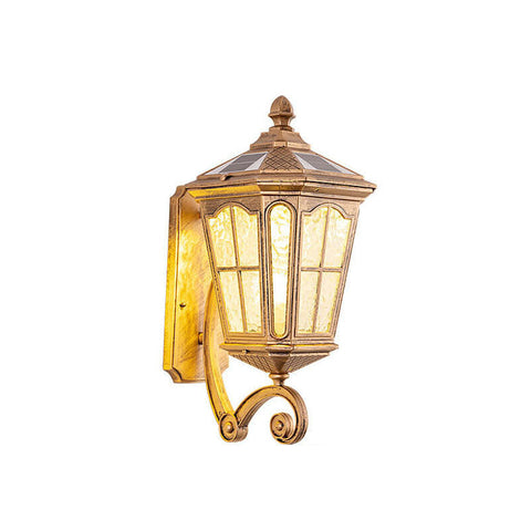 Solar Glass Wall Lantern with Classic Metal Frame and Size Options