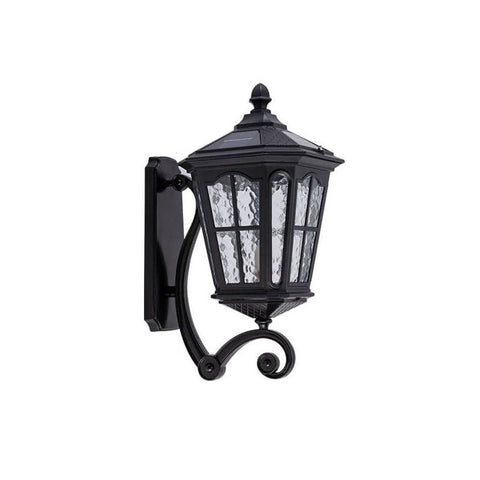 Solar Glass Wall Lantern with Classic Metal Frame and Size Options