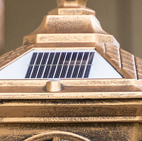Solar Glass Wall Lantern with Classic Metal Frame and Size Options