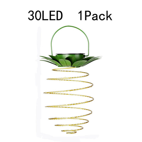 Solar Pineapple Hanging Lantern with Spiral LED Lights for Patios
