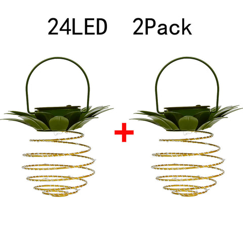 Solar Pineapple Hanging Lantern with Spiral LED Lights for Patios