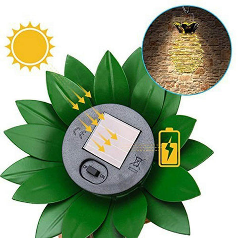 Solar Pineapple Hanging Lantern with Spiral LED Lights for Patios