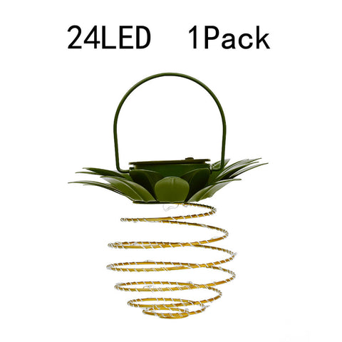 Solar Pineapple Hanging Lantern with Spiral LED Lights for Patios