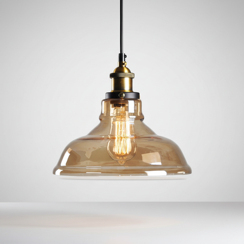 Industrial Glass Pendant Light with Adjustable Height